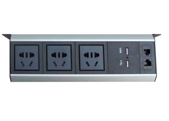 Cina Universal Under Desk Outlet Power Strip Dengan 2 * USB Charger / 1 * LAN pemasok